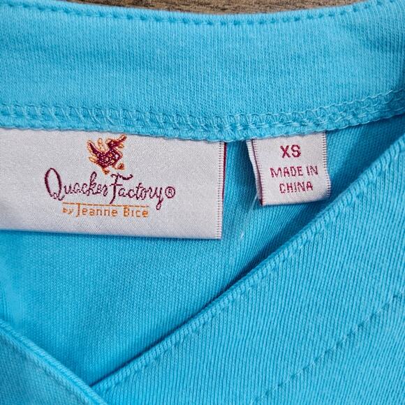 NEW Quacker Factory Top Womens XS Blue Beaded Button Front 3/4 Sleeve Grannycore - Picture 8 of 15
